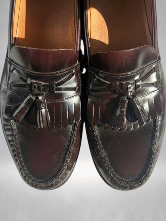 Vintage French Shriner Belfast Tassel Loafers Oxblood Leather 12M main image 4